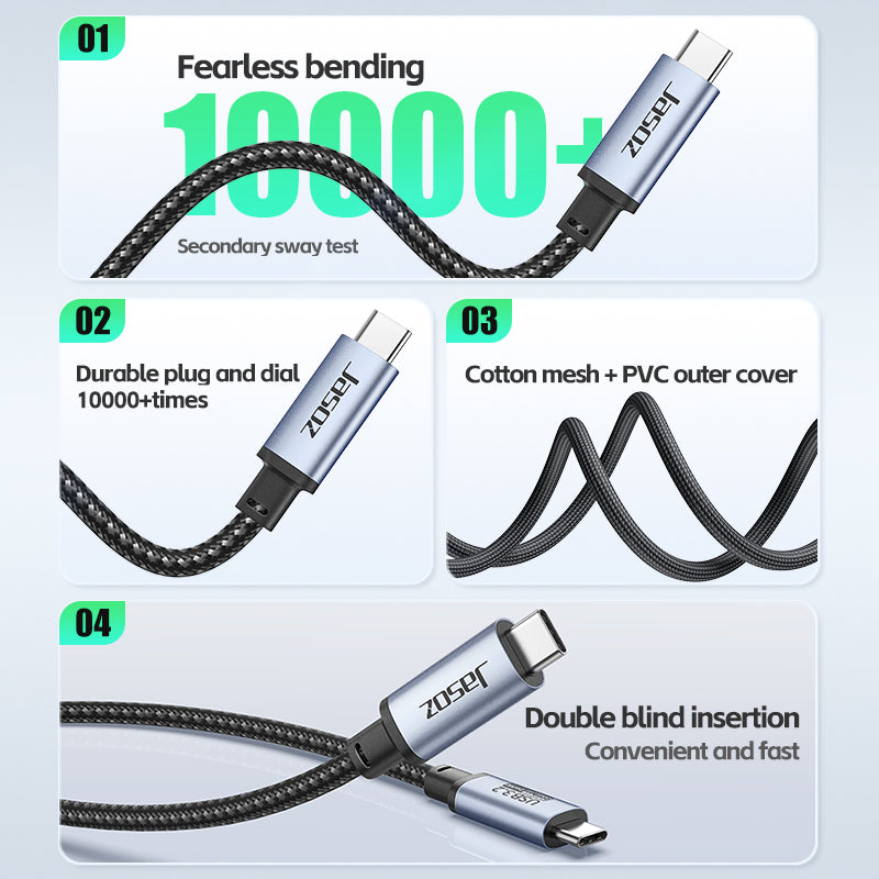 JASOZ D120 1.5m USB3.2 4K / 60Hz 20Gbps PD 240W Type-C Fast Charging Cable JASOZ D120 1.5m USB3.2 4K / 60Hz 20Gbps PD 240W Type-C Fast Charging Cable